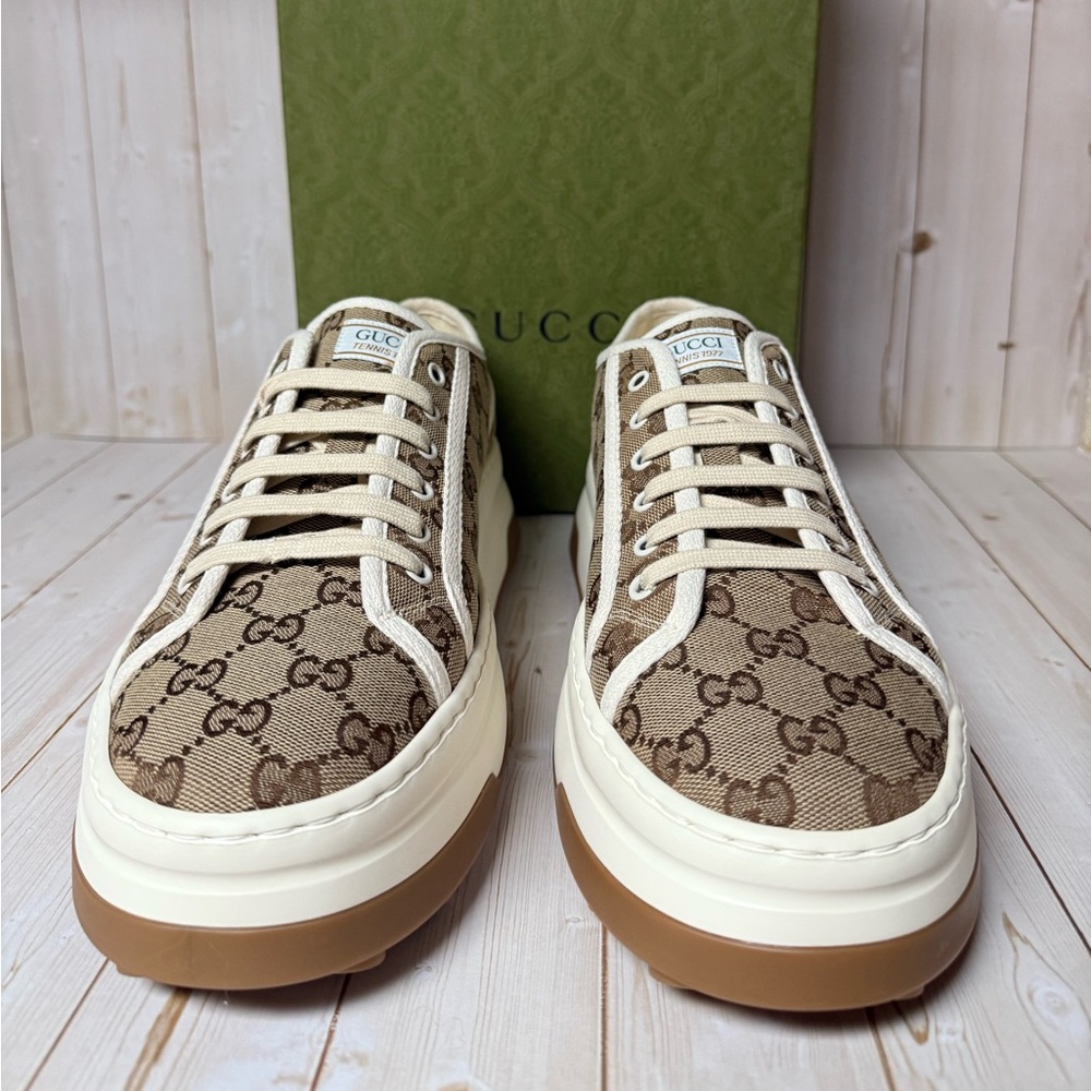 Gucci GG Supreme 1977 Tennis Canvas Sneaker Beige/Ebony-White Sz 11.5G / 12.5US - Picture 5 of 13